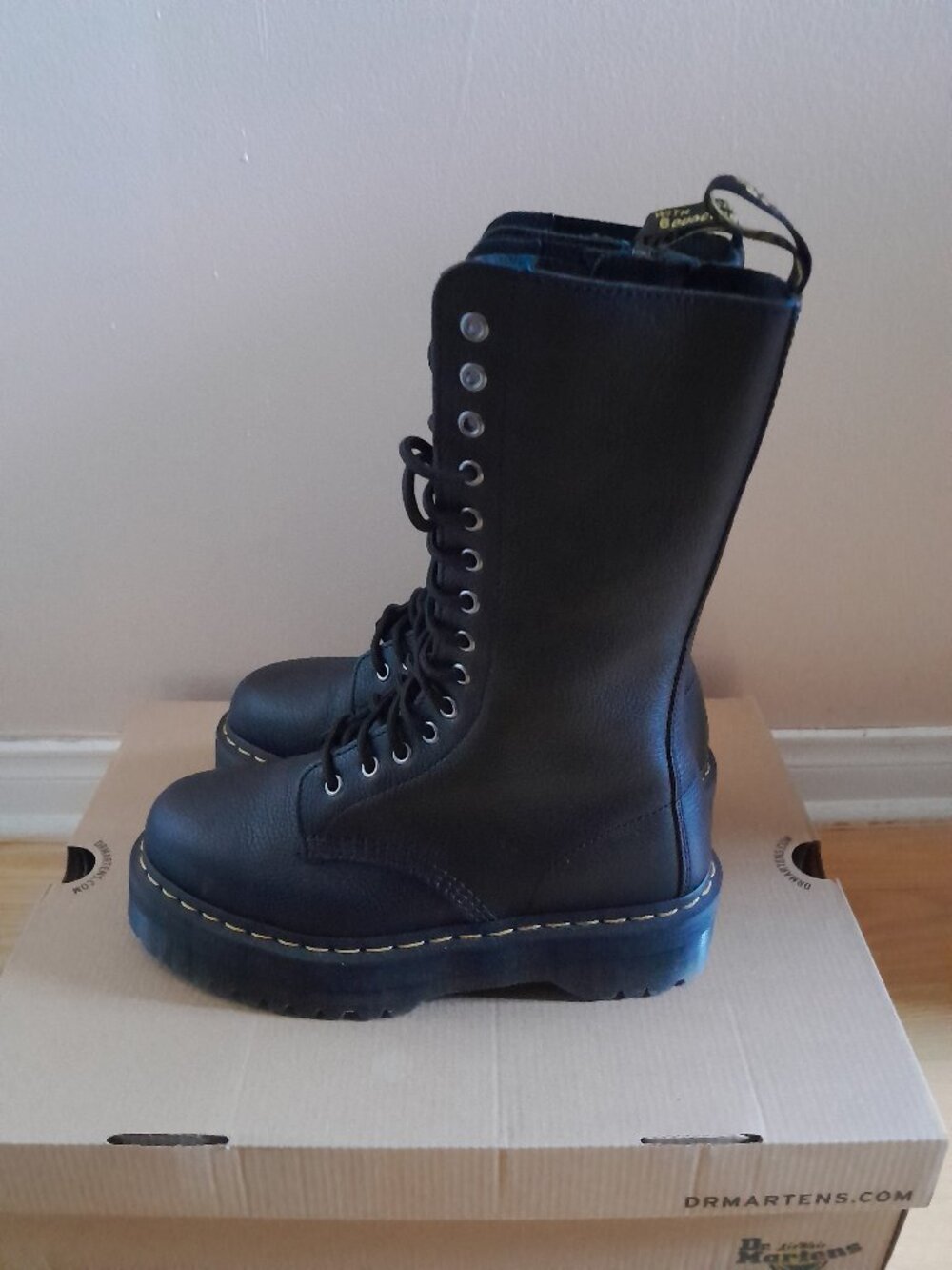 1B99 Pisa Leather Mid Calf Lace Up Boots